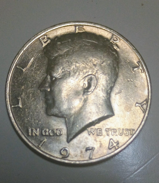 1974 kennedy half ddo,rotated die